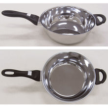 3.4 quart capacity Cybernox Saucier pan, top and side views