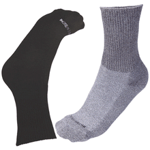 a Grey and a Black Crew Length Incrediwear Circulation Plus Sock