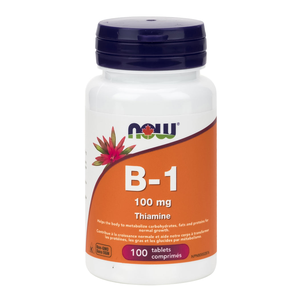 Bottle of NOW 100mg Strength B-1 (Thiamine)