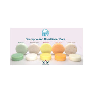 Mountain Sky Shampoo and Conditioner Bars out of their boxes