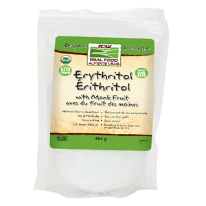 NOW Organic Erythritol with Monk Fruit, 454g