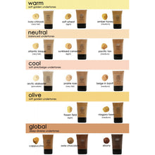 Chart of various shades of Pure Anada Smooth and Conceal Liquid Foundations