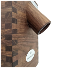 Corner joints of KoMo Fidibus Classic Grain Mill with Walnut housing