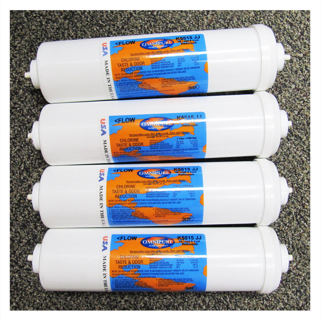 Omnipure - Model K5515-JJ 1 Micron Inline Carbon Block Filter (4-Pack)