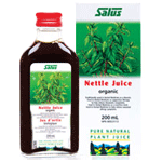 a bottle of Salus Nettle Juice next to its package