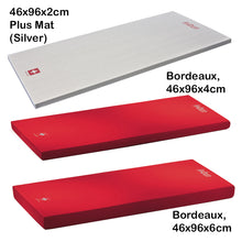 96cm long kybun mats in 2, 4 and 6cm depths in Silver and Bordeaux