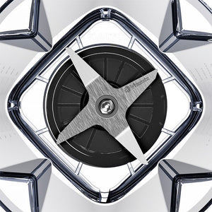 Close-up of blades in base of 64oz Ascent series container