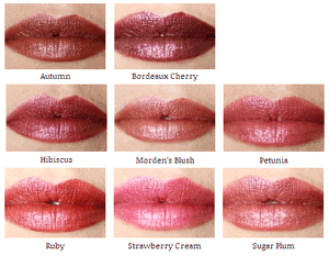 Some shades of Pure Anada Petal Perfect Lipstick applied to lips