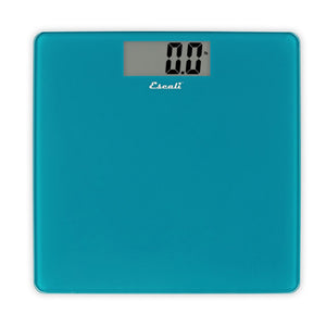 Escali B200 Glass Square Platform Bathroom Scale, Peacock Blue