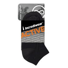 Package for Incrediwear Low Cut Active Socks, in Black