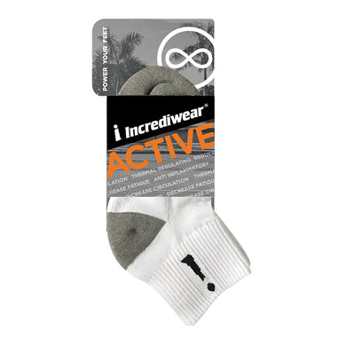 Package for Incrediwear Active Socks, Quarter Length, in White