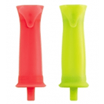 Orka silicone ice-pop push molds in raspberry and green