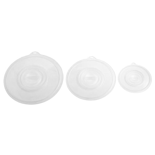 Three sizes of Translucent Multi-Purpose Silicone Lids