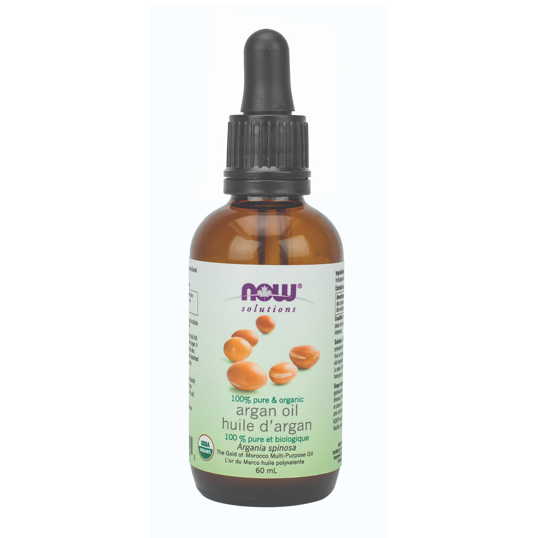 Dropper bottle of NOW 100% Pure & Organic Argan Oil