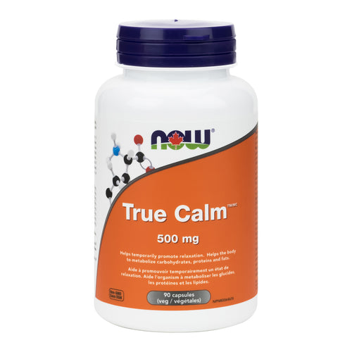 Bottle of NOW True Calm capsules