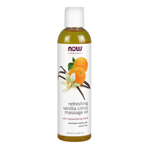 237ml Bottle of NOW Refreshing Vanilla Citrus Massage Oil
