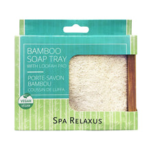 Bamboo Soap Tray With Loofah Pad Package