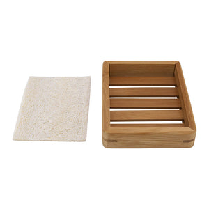 Bamboo Soap Tray With Loofah Pad