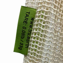 Close-up of Tare Tag on Cotton Mesh Produce Bag