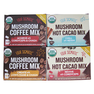 Previous packaging for Four Sigmatic Mushroom Mixes