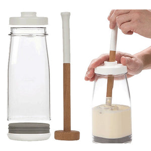 PL8 Fresh Butter Maker, with parts separated; and shown assembled in use