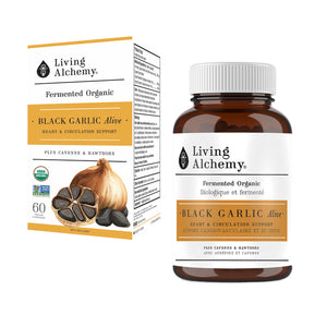 Living Alchemy Black Garlic Alive, bottle & box