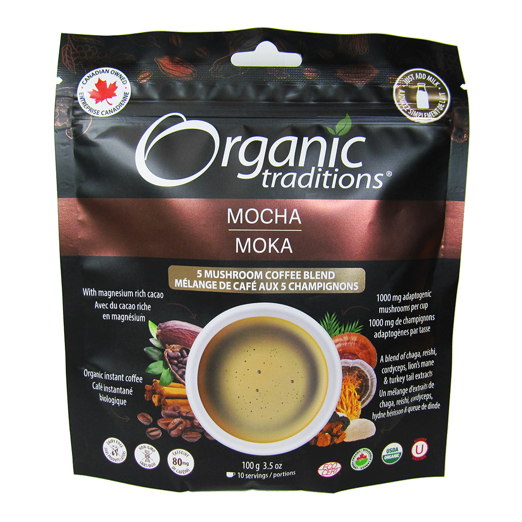 Organic Traditions Mocha 5 Mushroom Coffee Blend