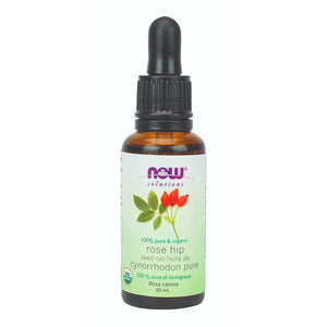 30 ml bottle of NOW Organic Rose Hip Seed Oil
