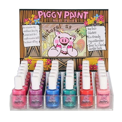 Display case of Piggy Paint Natural Nail Polish