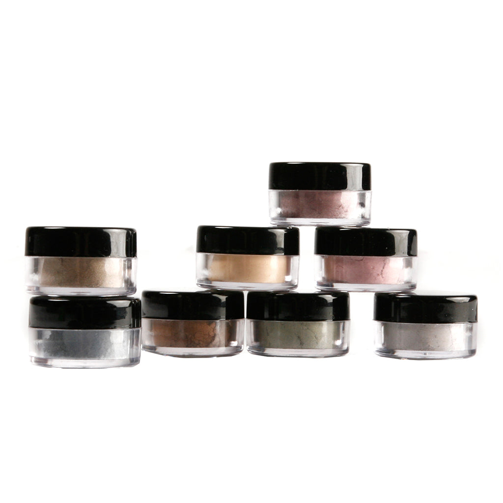 Several jars of Pure Anada Luminous Loose Mineral Eyeshadow