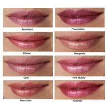 8 Shades of Glisten Mineral Lip Gloss, on same model 