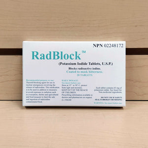 Blister Pack Box of 20 RadBlock Potassium Iodide Tablets