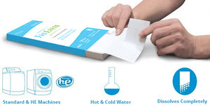 tearing off a Tru Earth Eco-Strip for use