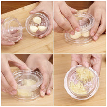 4-panel photo demonstrating use of Garlic Twist