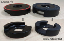 tops & bottoms of 2 types of Retainer Nuts