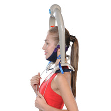 side view of woman wearing a Cervical Traction Device