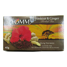 Box of  20 Yomm Hibiscus and Ginger tea bags