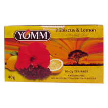 Box of  20 Yomm Hibiscus and Lemon tea bags